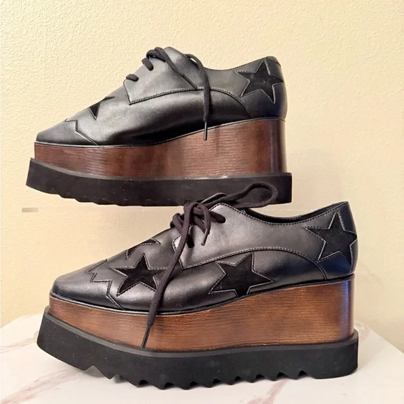 Stella MaCartney Black Elyse Star Platform Sneaker, Size 37 (7), EUC - Picture 2 of 12